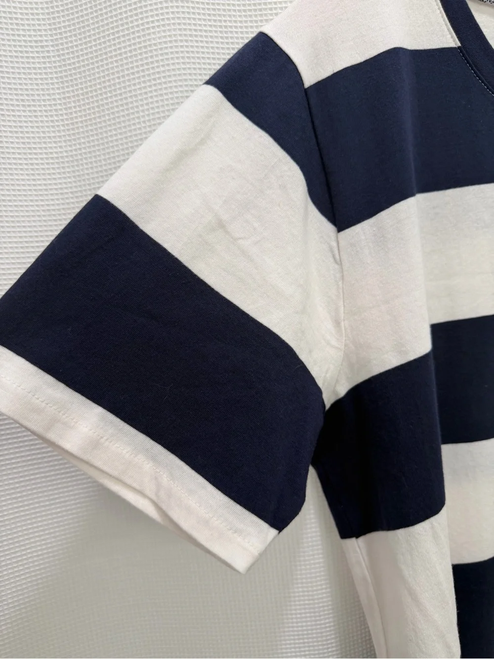 J.Crew Midi-T-shirt dress. Blue and white stripes.
